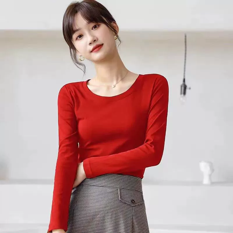 Цветная базовая футболка с длинными рукавами, приятная к телу, slim fit, яркий привлекающий стиль