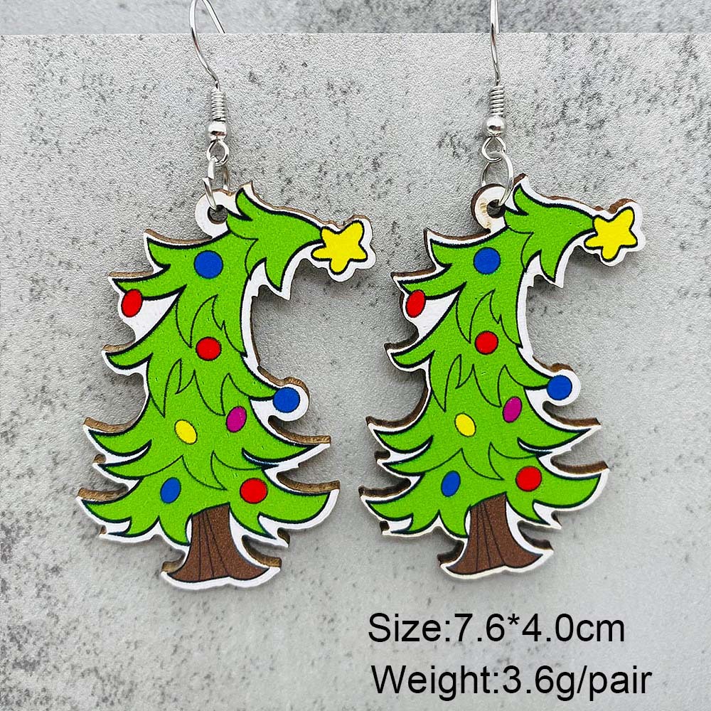 6g Weight Ear hook Event & Party Supplies Ear hook Classification 1 Pair Quantity Holiday, Party Occasion Wood Material Christmas Festival Christmas Hat, Christmas Tree, Santa Claus Pattern Women's Gender Cute Style 1 Pair Cute Christmas Hat Christmas Tree Santa Claus Wood Ear Hook 2