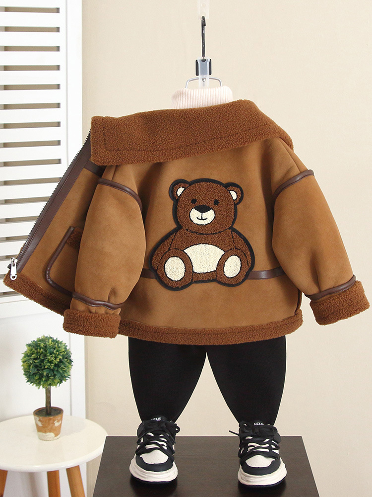 Chaqueta para Niños 6723, Otoño-Invierno 2026, Nuevo Modelo, Ropa de Invierno para Bebés con Cuero y Piel Integrados, Forro Polar y Diseño Moderno image 1