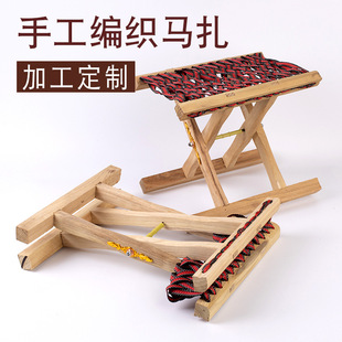 Source factory direct solid wood bench woven flower support stool modern simple Locust Wood Mazar folding portable small stool