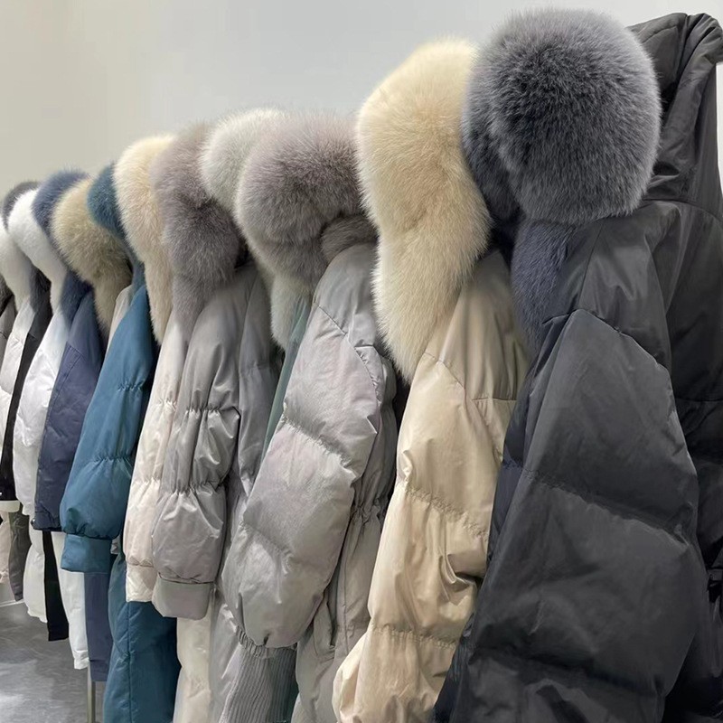 羽绒服女款中长款冬季白鸭绒大毛领宽松时尚加厚2025新款羽绒服女