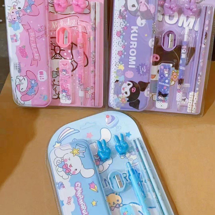 Sanrio-caja de regalo de papelería, conjunto de papelería transfronterizo, lápiz Kuromi, papelería de aprendizaje para niños, regalo de recompensa, venta al por mayor