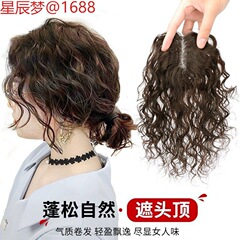巻き毛用ウィッグ、本物の髪、スイスネットヘアピース、ふわふわ増毛、シームレスな巻き毛、白髪をカバーする頭頂部の補充用ヘアピース