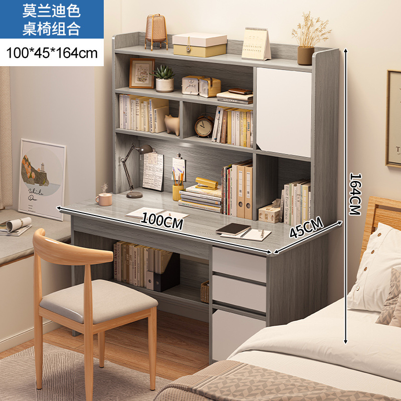 Escritorio, estantería, mesa de una pieza con estantería, escritorio simple para computadora, escritorio para computadora, escritorio para estudiantes que aprenden a escribir