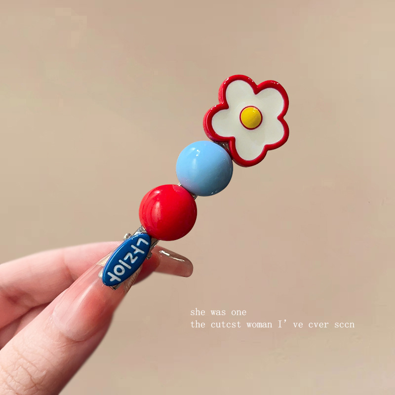 2#블루라벨 볼비즈 플라워 머리핀 - 약 6cm