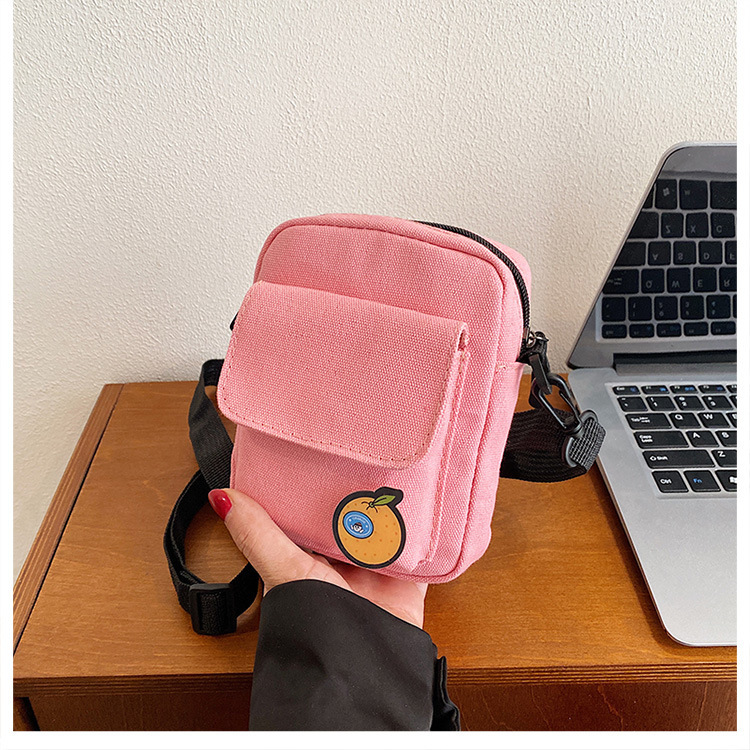 112g Weight Sewing Thread Fashion Element Zipper Closure Type Single Shoulder Strap Strap Type Square Bag Bags Type Casual Occasion Canvas Material Fruit, Solid Color Pattern All Seasons Season Women's Gender Streetwear Style Square Shape Small Size Women's Small Canvas Fruit Solid Color Streetwear Sewing Thread Square Zipper Square Bag 8