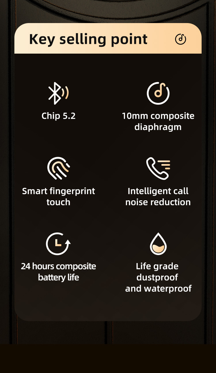 Wireless Bluetooth Headset Touch Light Mini High Quality Earplugs Anti-Sweat HD Sound