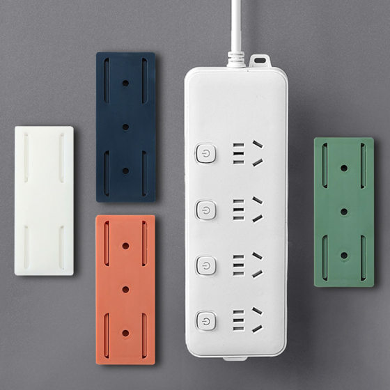 Plug Strip Holder Household Socket Removable Punch-Free Wall Hanging Adhesive Organizer Plug Strip Holder