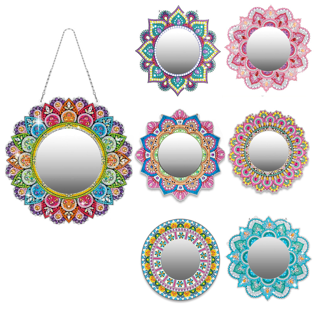 Espejo de pintura de diamantes 5d Mandala Espejo de maquillaje Cristal Diamante de forma especial Diy Colgante de diamante de una cara Acrílico Spot