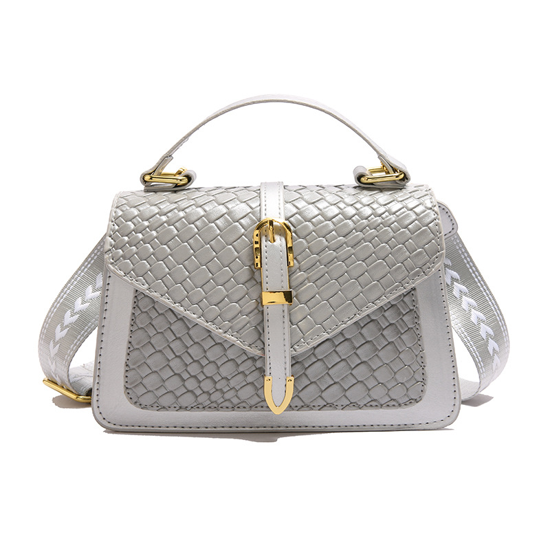 Moda y tendencia costura contraste color mujer 2025 nuevo bolso diagonal de un solo hombro retro tejido pequeño bolso cuadrado textura bolso