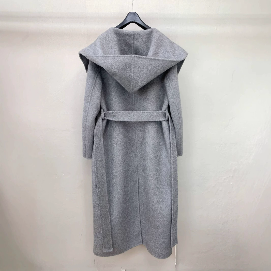 Длинная двусторонняя шерстяная верхняя одежда с капюшоном и шнуровкой из верблюжьего бархата, женская зимняя трехцветная утолщенная широкая одежда Dalian 25