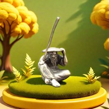 黄铜造景人物钓鱼老人 渔翁 禅意微景盆景摆件居室奇山石盆景装饰