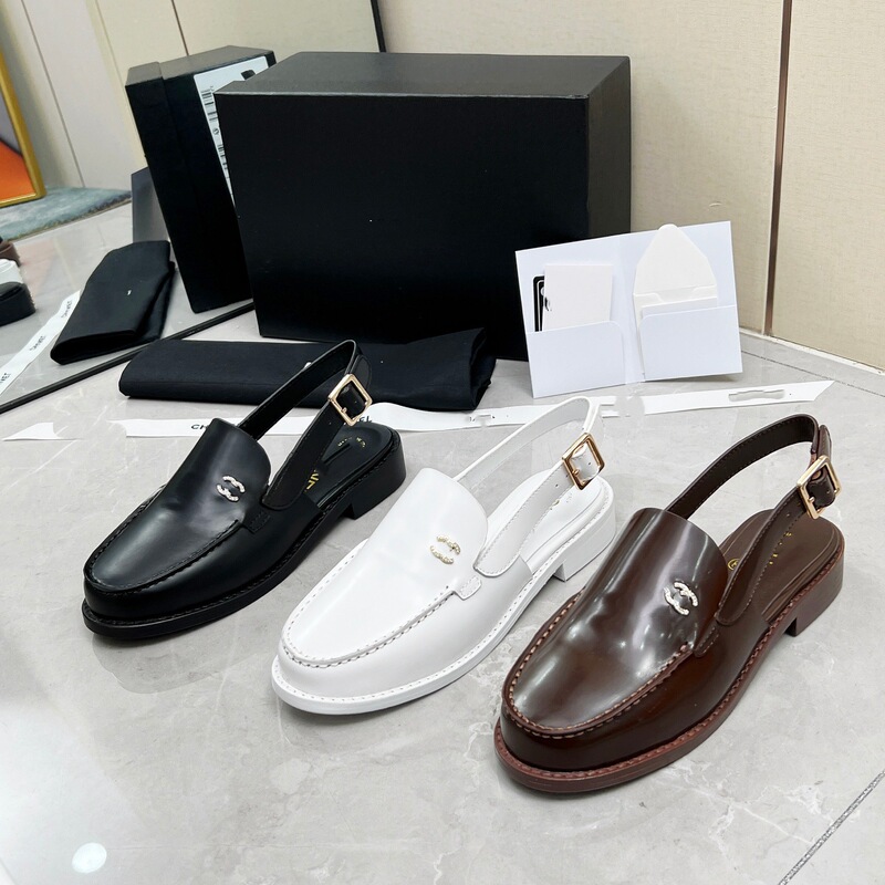 Foreign Trade Chanel-Style Genuine Leather Single-Strap British-Style Loafers, Closed-Toe Thick-Soled Sandals, Mule Slippers Foreign Trade Chanel-Style Genuine Leather Single-Strap British-Style Loafers, Closed-Toe Thick-Soled Sandals, Mule Slippers