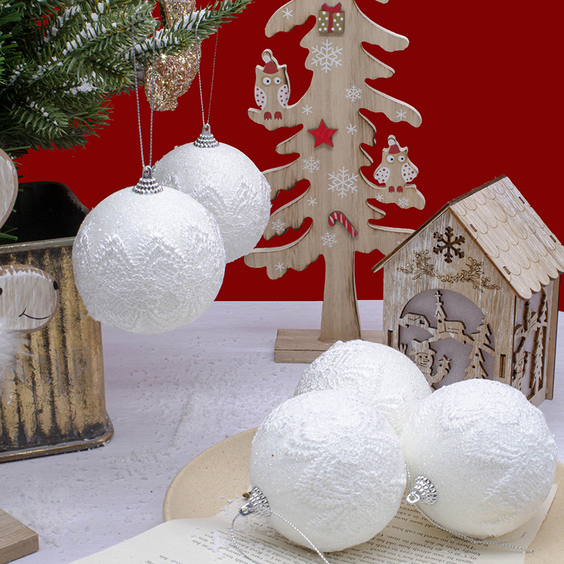 En stock encaje bola Navidad árbol decoraciones exquisito colgante tres colores opcional impreso pequeño colgante 8cm 6 unidades
