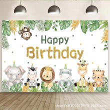 亚马逊丛林动物狮子主题生日背景布新生儿淋浴派对拍照横幅装饰