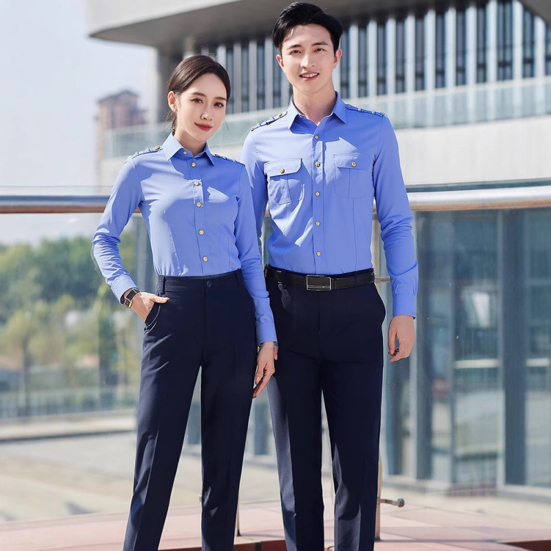 New Style Railway Shirts for Men and Women, Long and Short Sleeve Shirts, Window Service Uniforms, Workwear Suits, Flight Attendant Uniforms, Blue