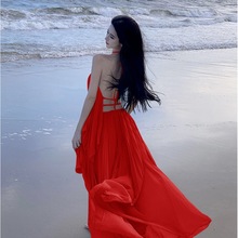 泰国海边度假连衣裙露背长裙三亚拍照穿搭性感仙气套装裙