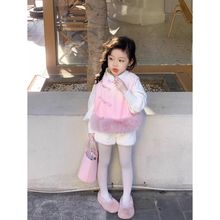 新中式童装女童渐变色呢子旗袍马甲秋冬新款女加绒毛呢背心公主风