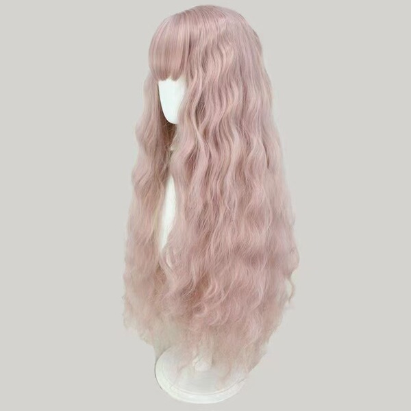 Serizawa Leila cos wig female full headgear pink corn perm wig long…