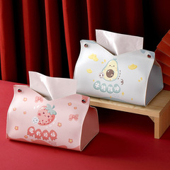 Ins-style creative cartoon tissue box high-end tissue box tissue holder leather dormitory bedroom multi-purpose tissue box