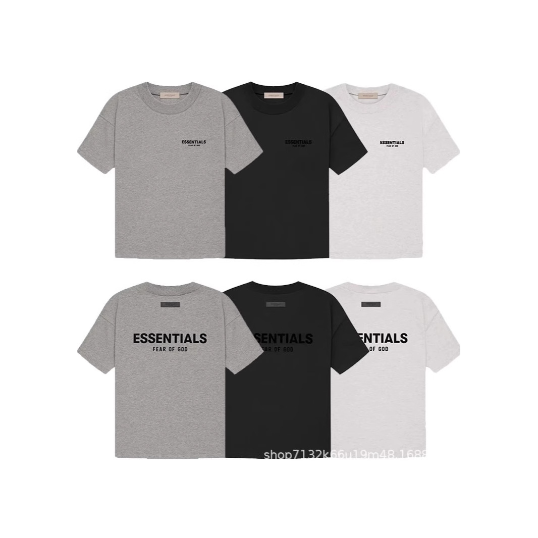 ESSENTIALS double line front and back letter printing summer FOG MIKI high street men's and women's cotton short sleeve t-shirt