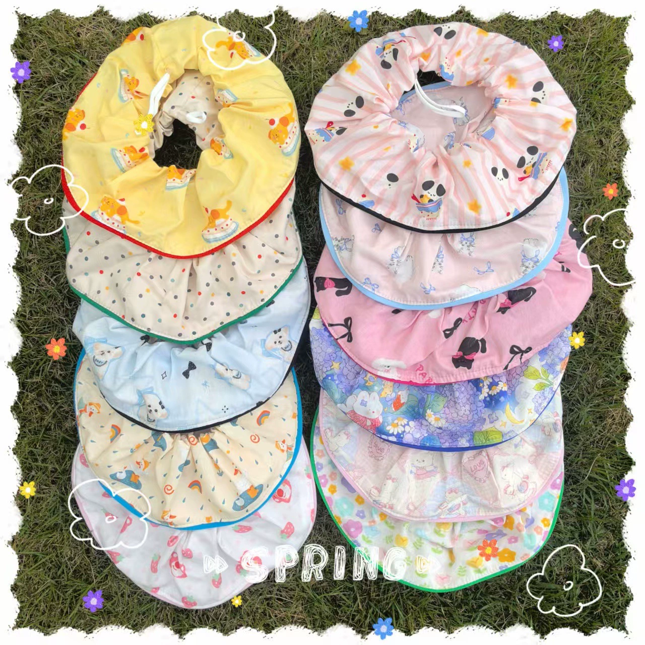 Оригинальный новый весенне-летний всесезонный хлопковый нагрудник для кошек и собак, милый мультяшный цветок, регулируемое полотенце для слюны