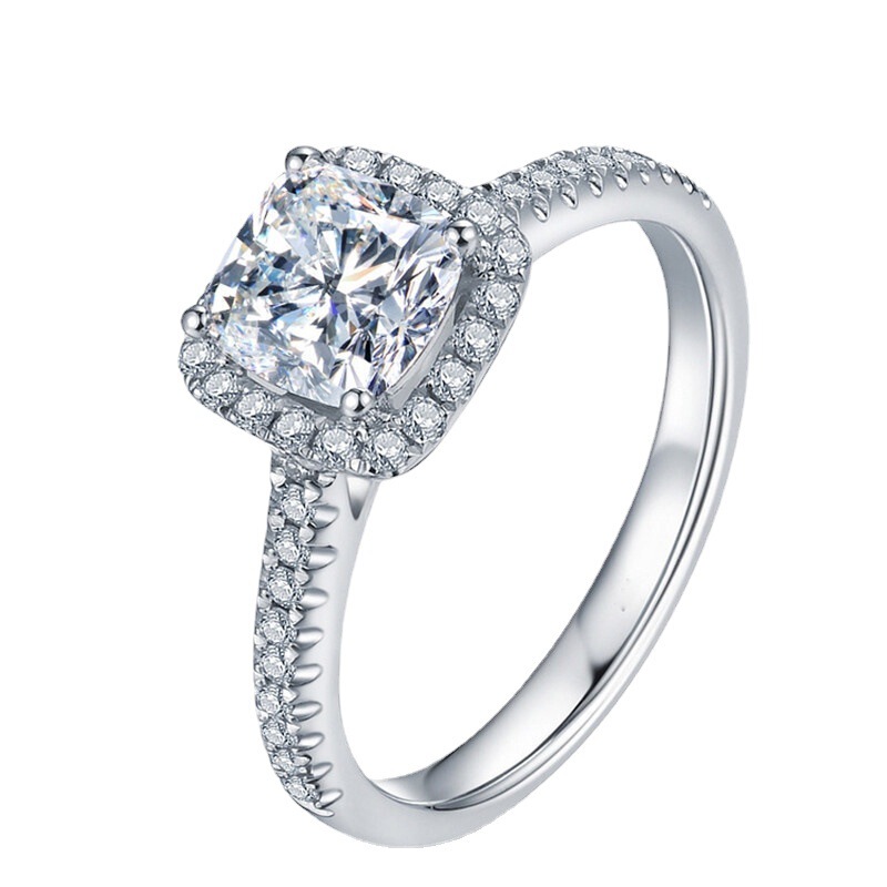 Lianyigu European and American Square Zircon Ring Light Luxury High-End Fashion Closed Diamond Ring Women's Hot-Selling Jewelry Wholesale