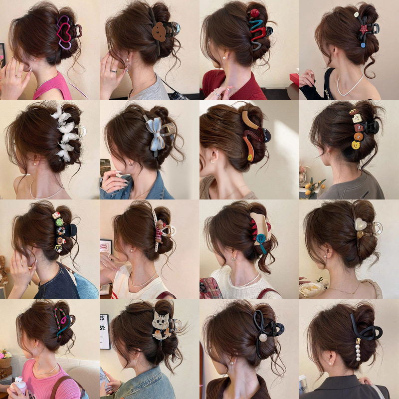 Pinza coreana grande para cabello abundante, clip de tiburón elegante y resistente