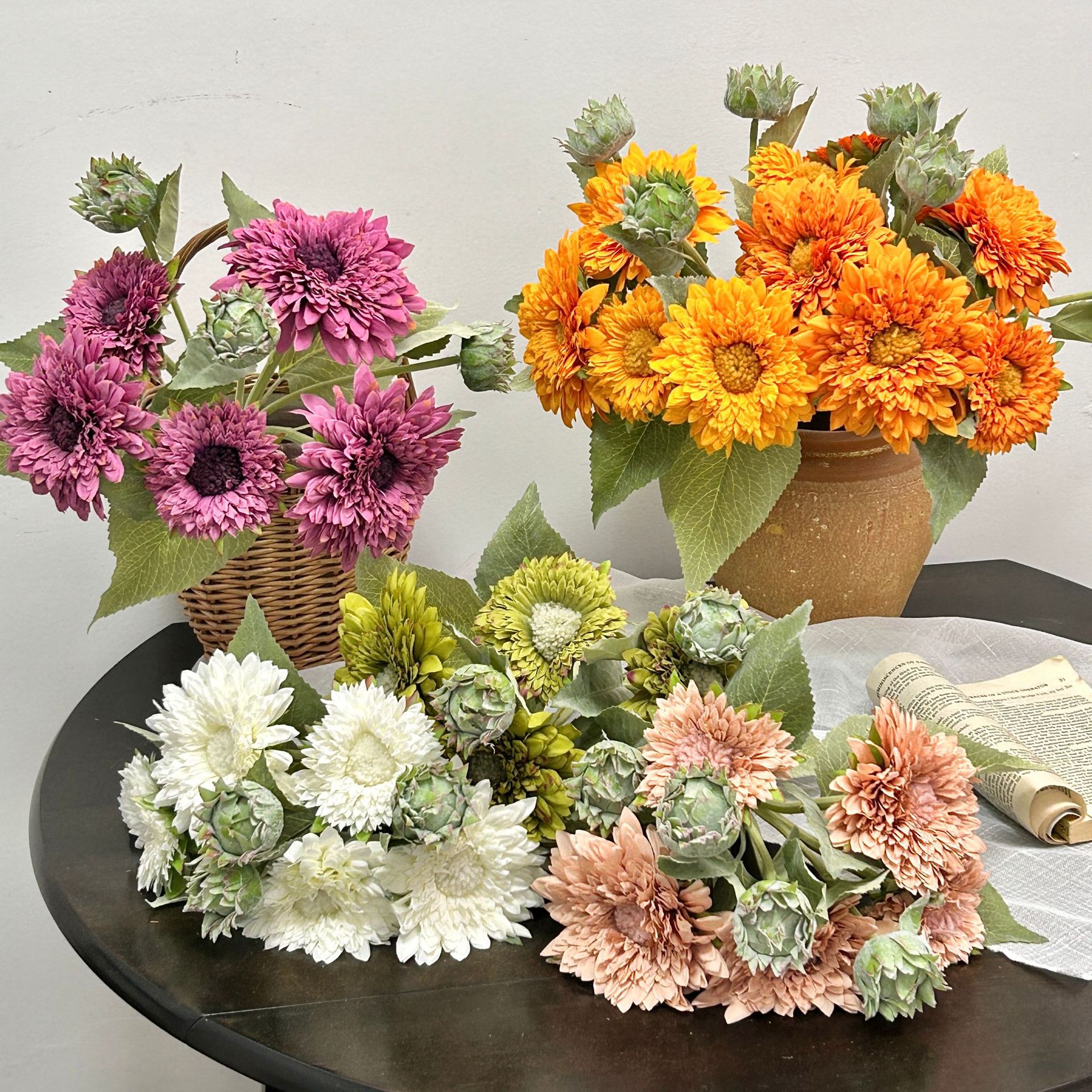 Teddy girasol flores de simulación flores falsas decoración de la sala de estar floral decoración de la mesa de comedor ramo de mano accesorios de fotos