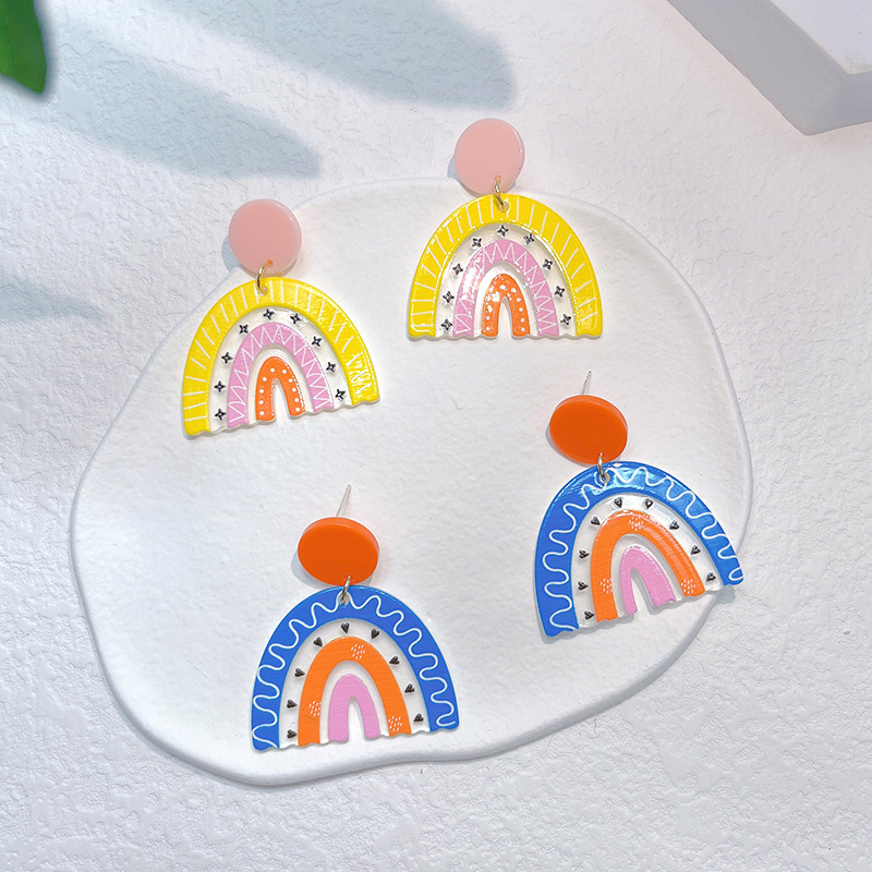 1 Pair Sweet Rainbow Arylic Womenu0027S Drop Earrings