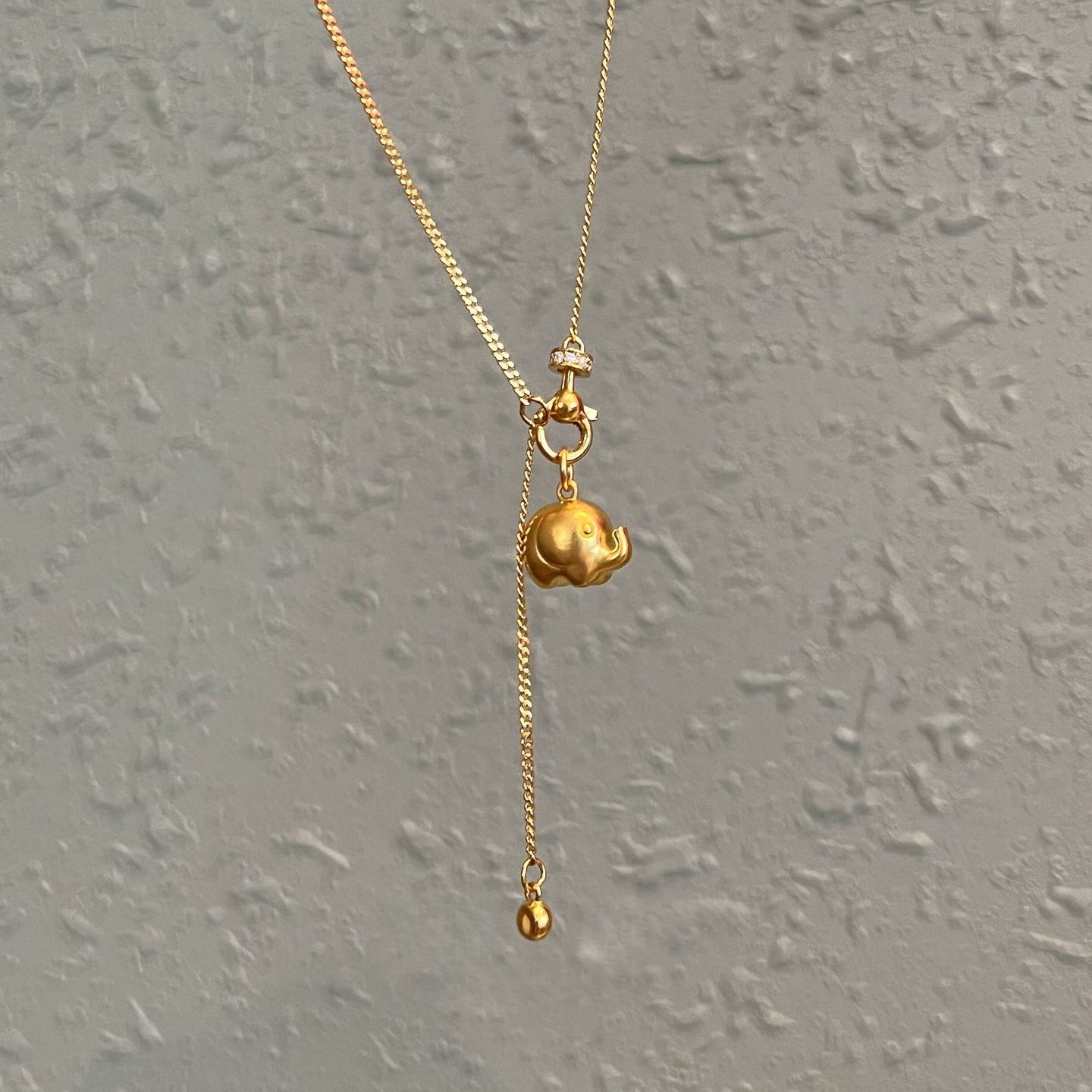 东南亚民族风梵音象颂实心小金象吊坠项链新中式复古锁骨链配饰