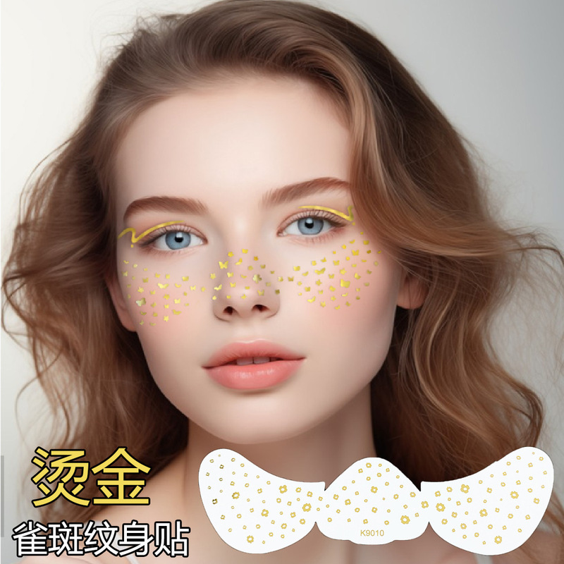 Yimei Factory Light Luxury Facial Freckle Stickers Hot Stamping Simulation Tattoo Stickers Women's Waterproof Eye Stickers Cross-Border Wholesale