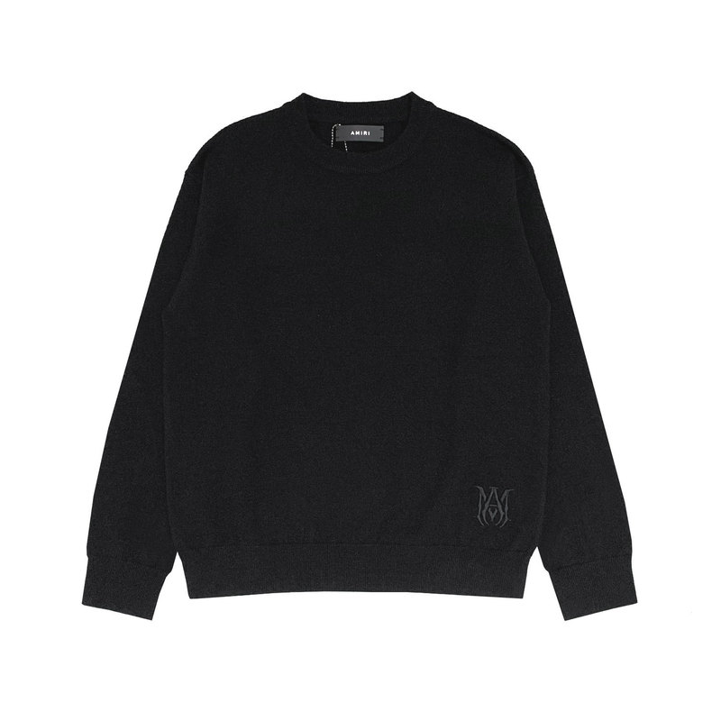 Cross-Border Trendy Brand Amiri Hip-Hop Street Relaxed High-Version Embroidered Simple Logo Crew Neck Sweater Unisex