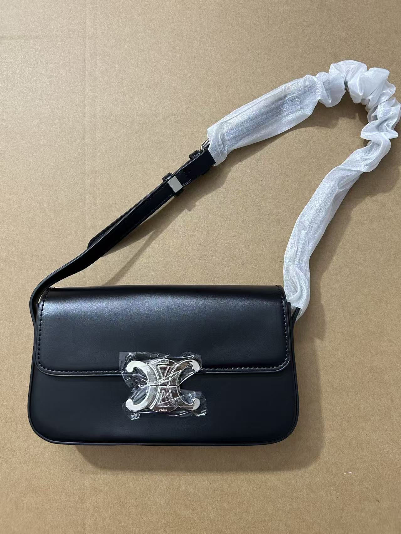 Factory Direct Sale Ce-Style Classic Black Baguette Bag New Lightweight Casual Underarm Clasp Single Shoulder Crossbody Small Square Bag - Thumbnail 7