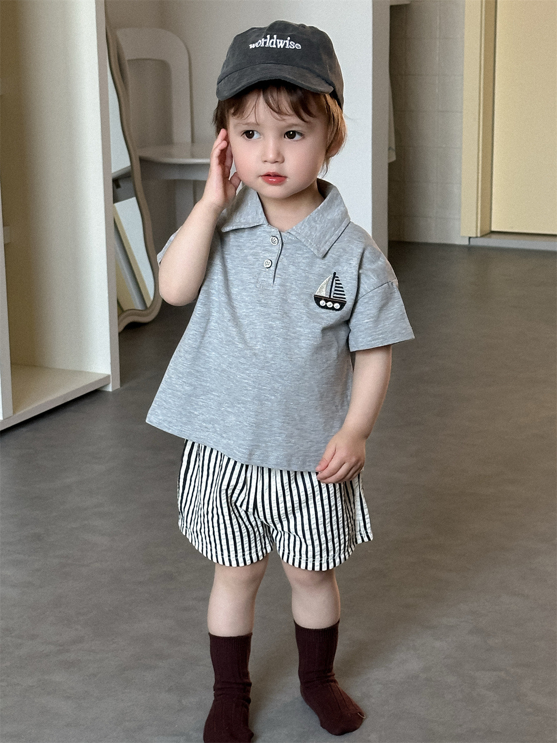Children's Summer Clothing Korean Style Kidsren's Clothing Baby Clothes 2026 New Style Boys' Short-Sleeved Shorts Suit Wholesale Customization