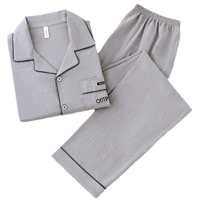 Comercio exterior al por mayor pijama de hombre primavera y otoño nubes algodón cardigan manga larga ocio suelto grande se puede usar fuera del hogar