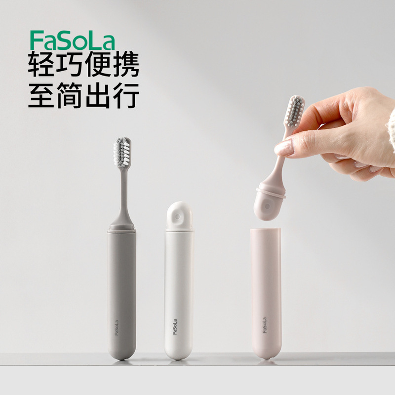 Fasola Foldable Portable Orthodontic Soft-Bristle Toothbrush Compact Travel Portable Couple's Toothbrush Set for Men, Women, and Children