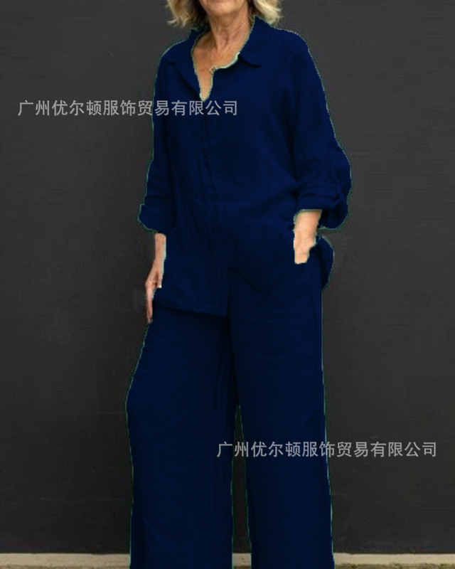 外贸新款女士衬衫套装2024年休闲都市套装独立站女装速卖通亚马逊|undefined