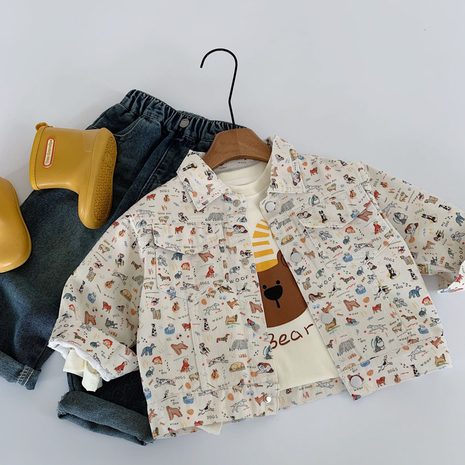 Mai Bao abrigo infantil de otoño 2025 nuevo estilo de impresión encantadora chaqueta de otoño para niños y niñas ropa de moda extranjera bebé