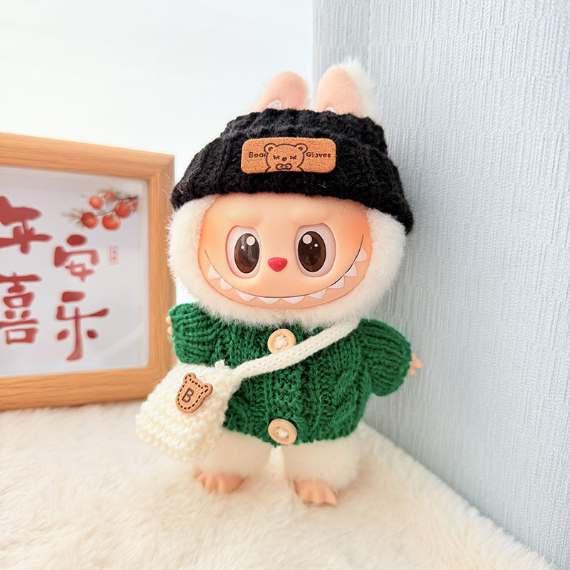 Solo ropa] Llavero de primera y segunda generación Labubu colgante de ropa Rabubu ropa de bebé suéter de punto traje de sombrero