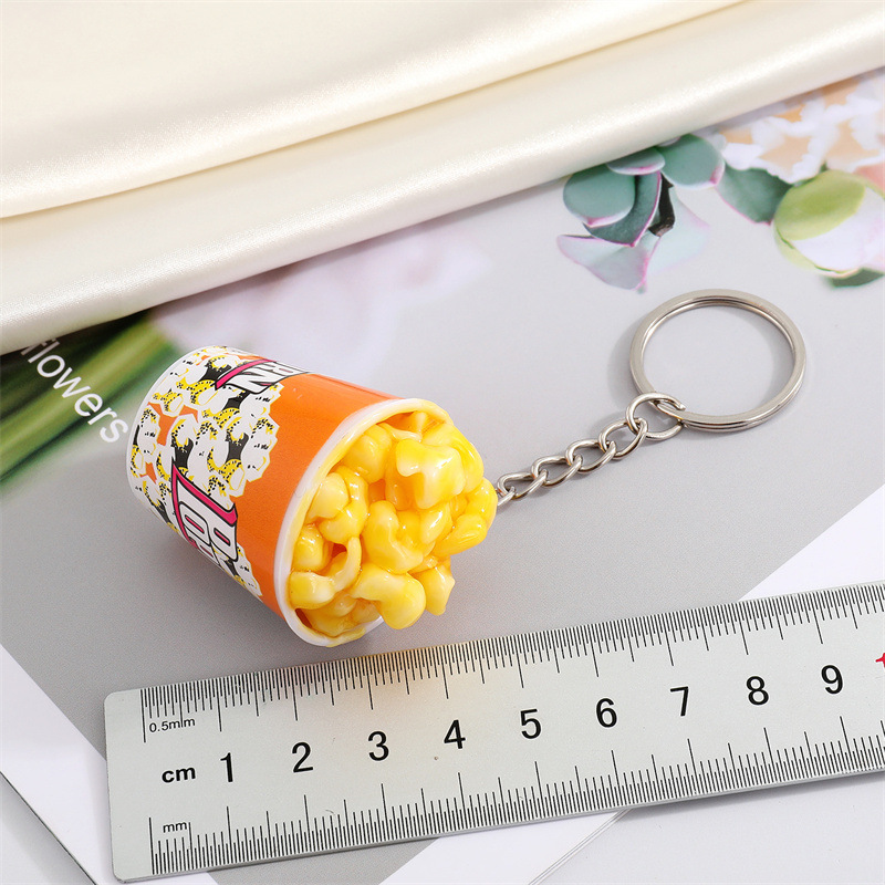 Simulation Popcorn Keychain Food Model Mobile Phone Bag Pendant display picture 1