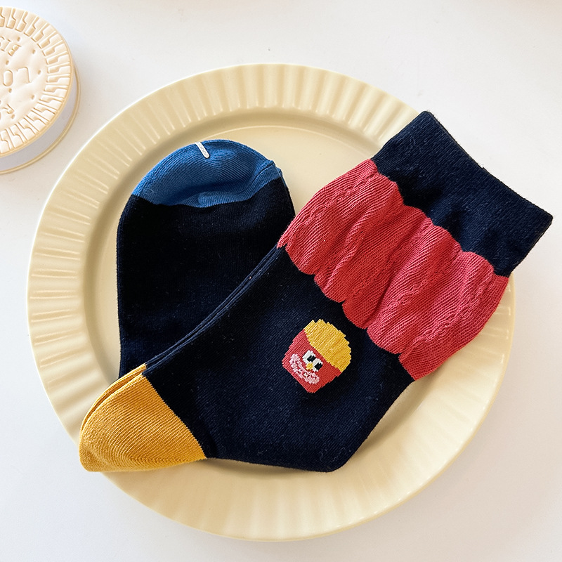 Calcetines de papas fritas extrañas, calcetines de algodón anti-bolas con zapatos de primavera y otoño al por mayor.