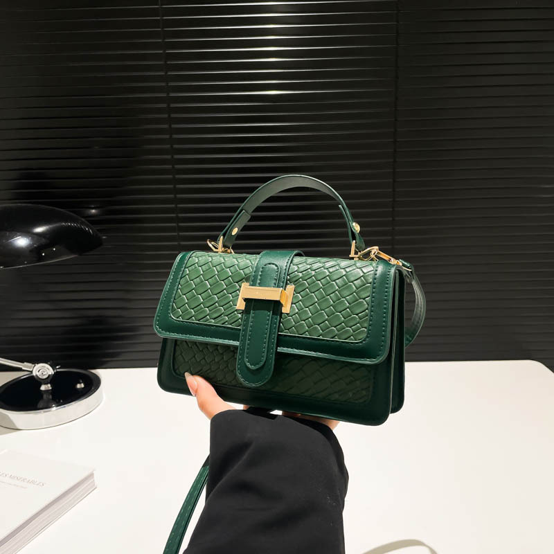 Tejido color sólido 2025 simple combinación de colores moda compras casual retro calle mensajero bolso cuadrado pequeño de un solo hombro