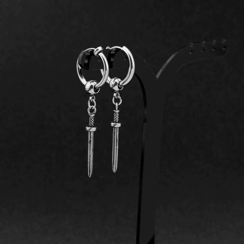 Серебряные серьги, клипсы для уха, панк-стиль, без прокола