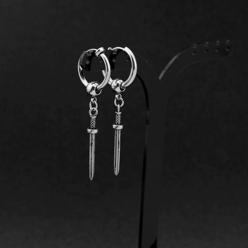 Серебряные серьги, клипсы для уха, панк-стиль, без прокола