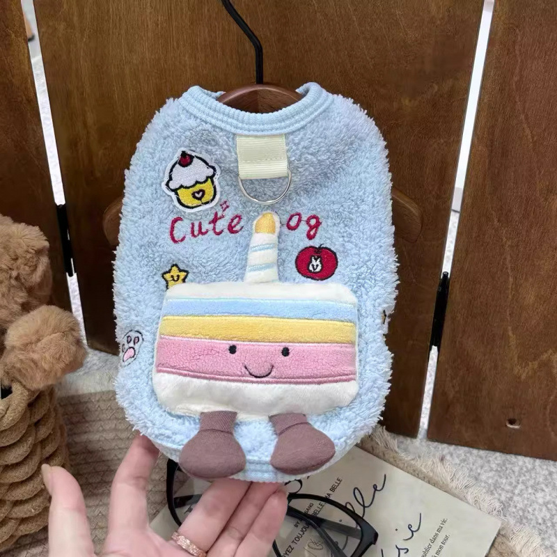 Otoño y invierno caliente gato super lindo ropa a prueba de frío lindo muñeca tridimensional hebilla de tracción mascota caliente gruesa ropa de dos patas