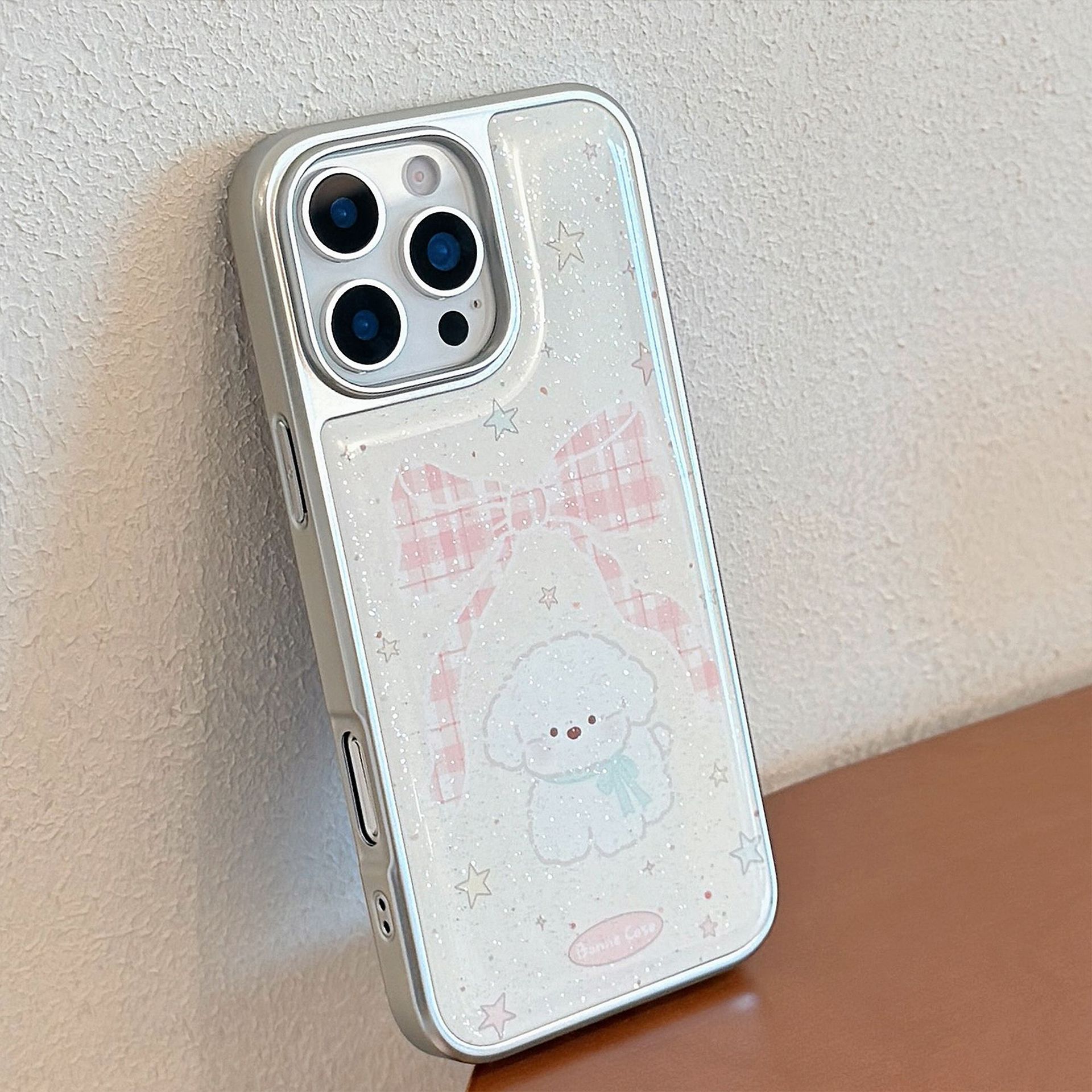 Funda para Teléfono con Lazo y Cachorro para iPhone 16, Apple 15 Pro Max, iPhone 14, Resina Brillante, iPhone 17, Funda Rígida para Huawei