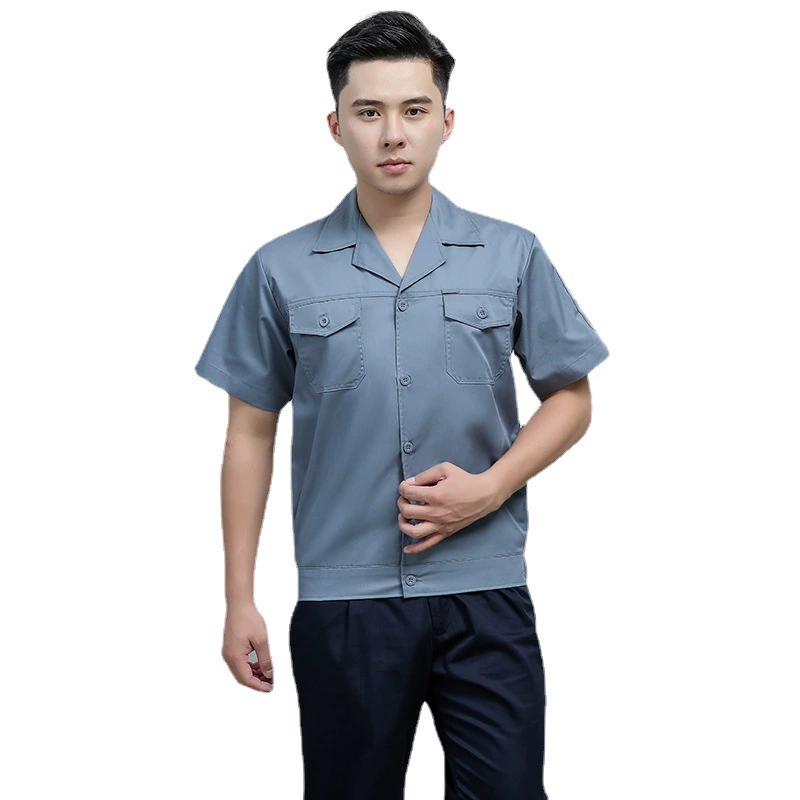 Летняя дышащая хлопковая популярная короткая рукавная полностью обработанная полиэстер-хлопковая маленькая саржевая корпоративная рабочая одежда для мастерских по индивидуальному заказу для быстрой доставки