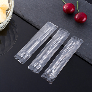 Individually packaged individually disposable fruit fork plastic small fork household snacks dessert transparent black north feixia