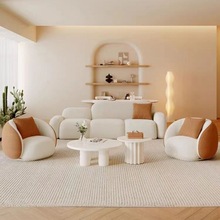 网红沙发客厅现代简约美容院沙发休息区接待奶油风豆腐块创意直排